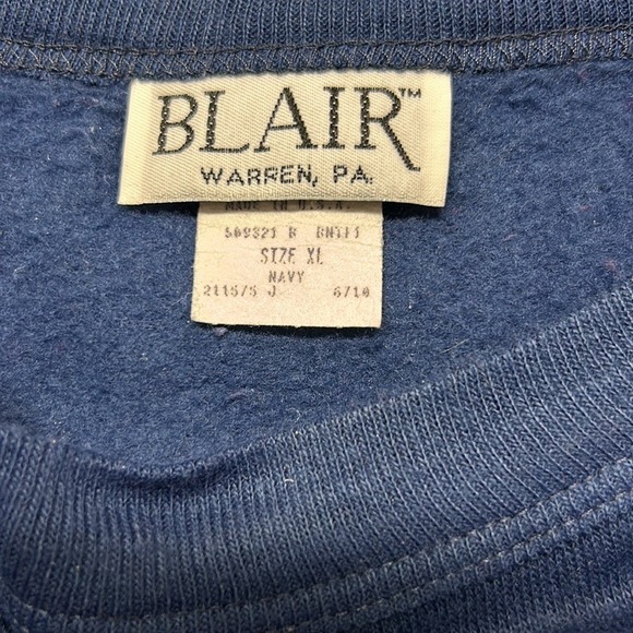 Vintage Blair Christmas Sweatshirt Holiday Crewneck Winter Festive Blue XL - Picture 3 of 15